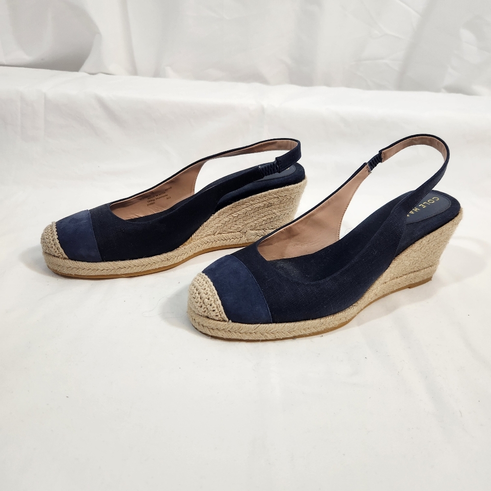 Cole Haan Navy Wedge Espadrilles Size 10.5